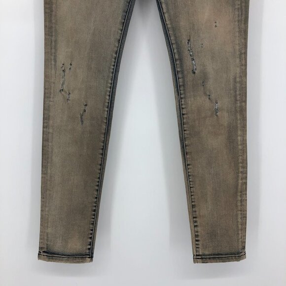 IRO Tan Distressed Mid-Rose Skinny Jeans in faded Blue  and brown mix size 25 - Picture 13 of 16